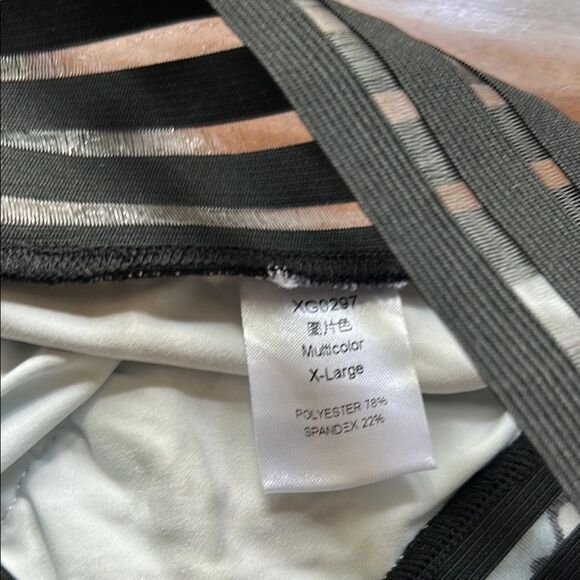 Floral Print Leggings with Striped Waistband new no tags bottom pockets Sz xl - Picture 8 of 14